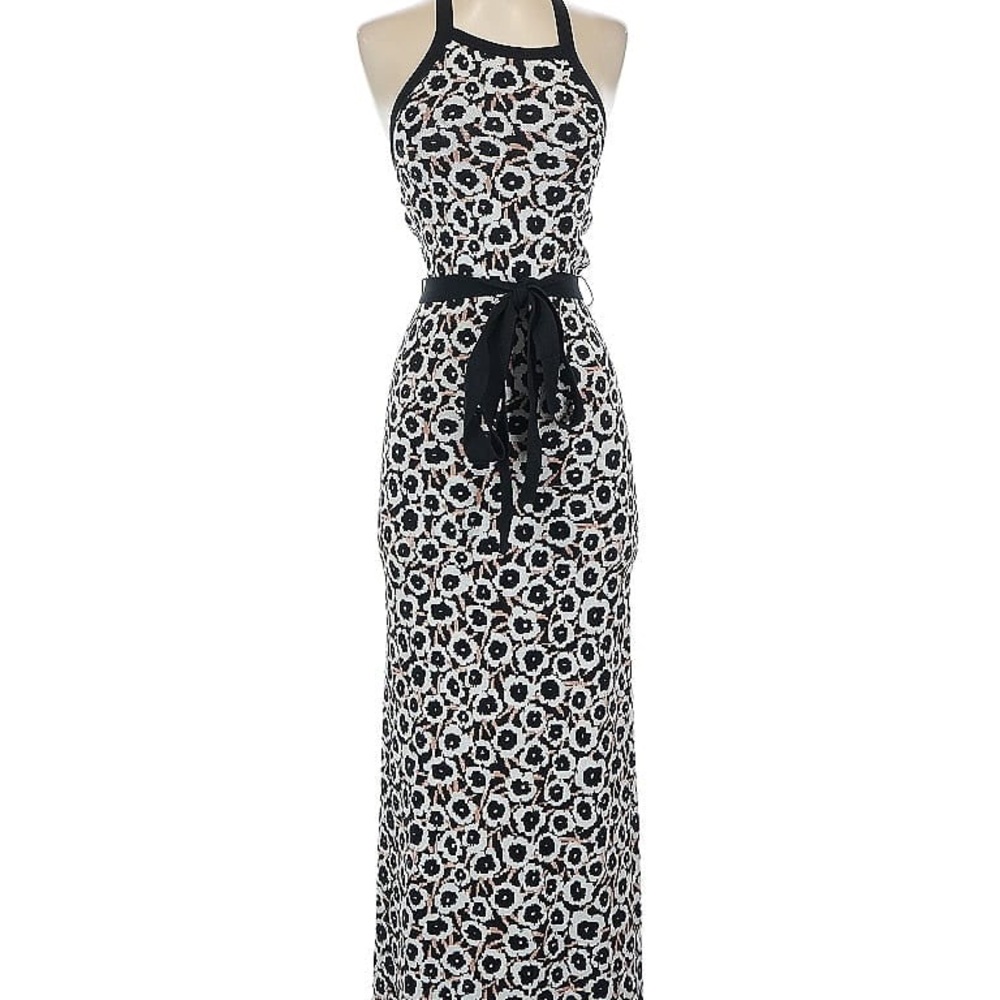 Diane Von Furstenberg Black and White Halter Maxi Sundress